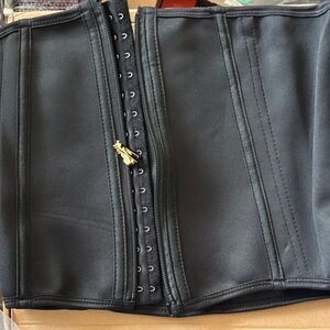 Black Waist Trainer Corset with Gold Zipper